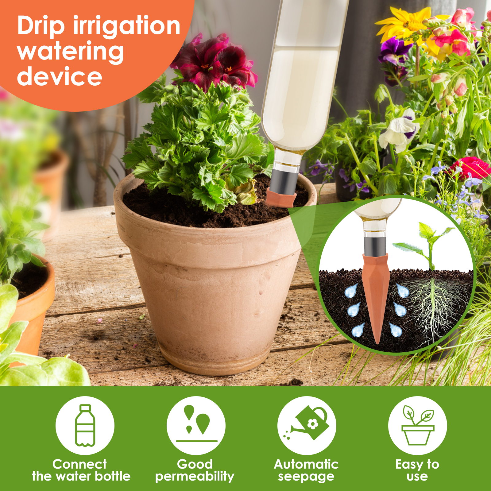 8Pcs Self Watering Stakes Red  - Self Watering Insert incelemesi ve fiyatı
